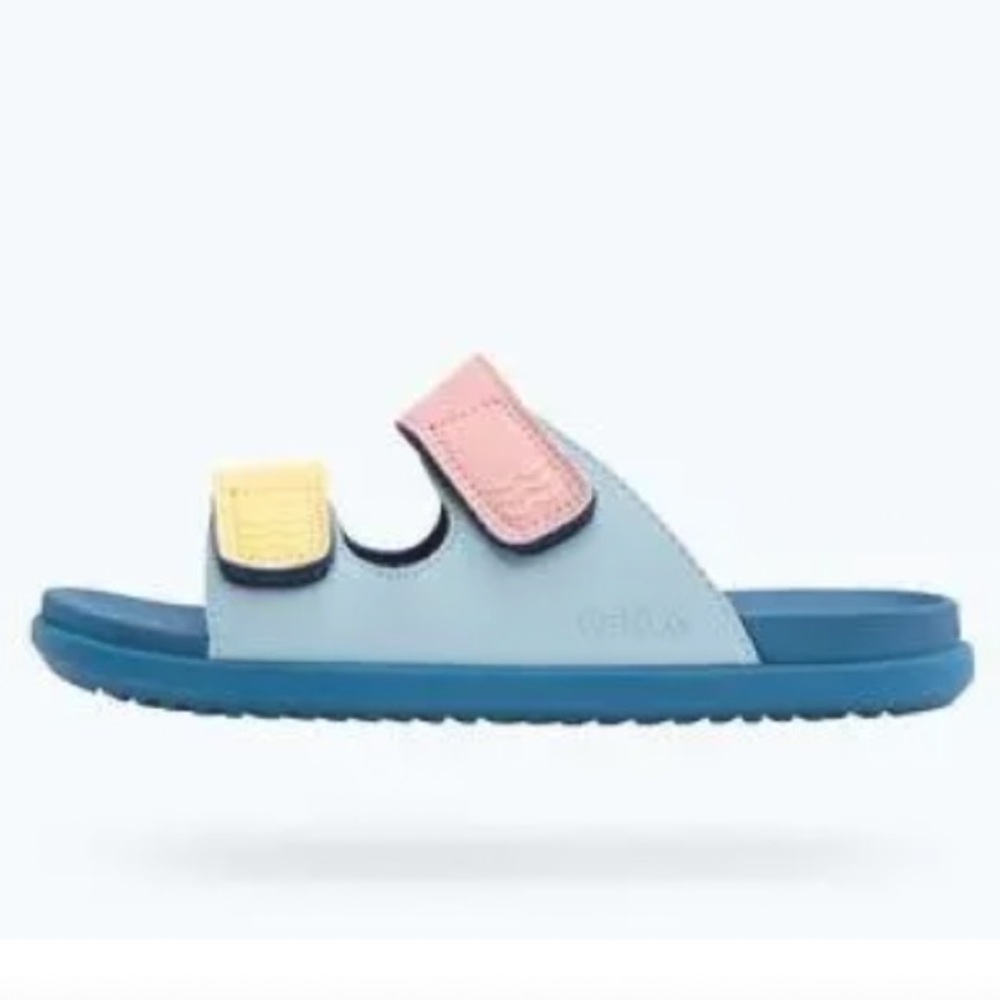 Native Sandals Frankie Sugarlite in Resting Blue Dazzle Pink Girls Size 1 - Picture 3 of 9